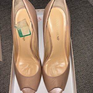 Ivanka Trump Tan Heels Peep-Toe Pumps
